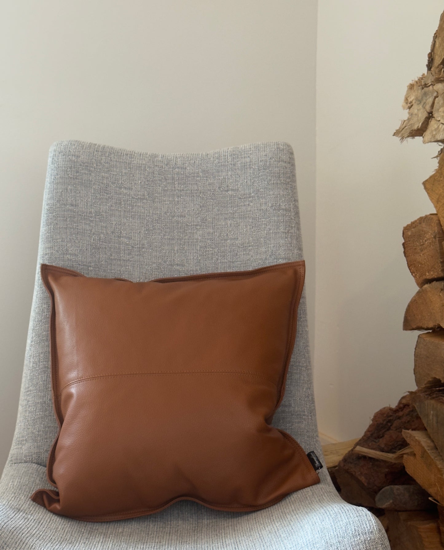 Italian Leather pillow, brown