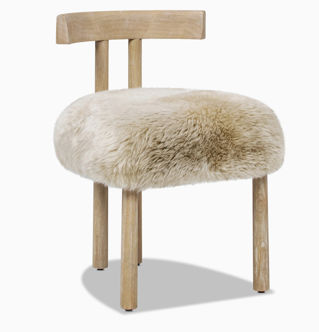 Sheepskin Fur Split Back Dining Chair