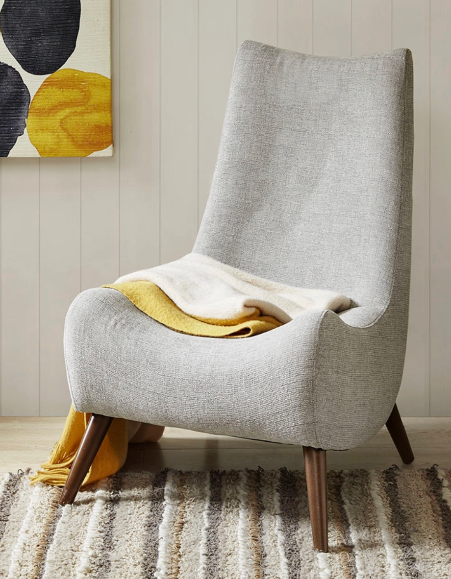 Transitional Grey Armless Modern Accent Chair
