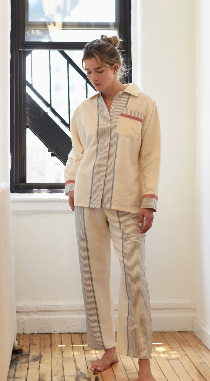 Loungewear Set-Grey Stripe