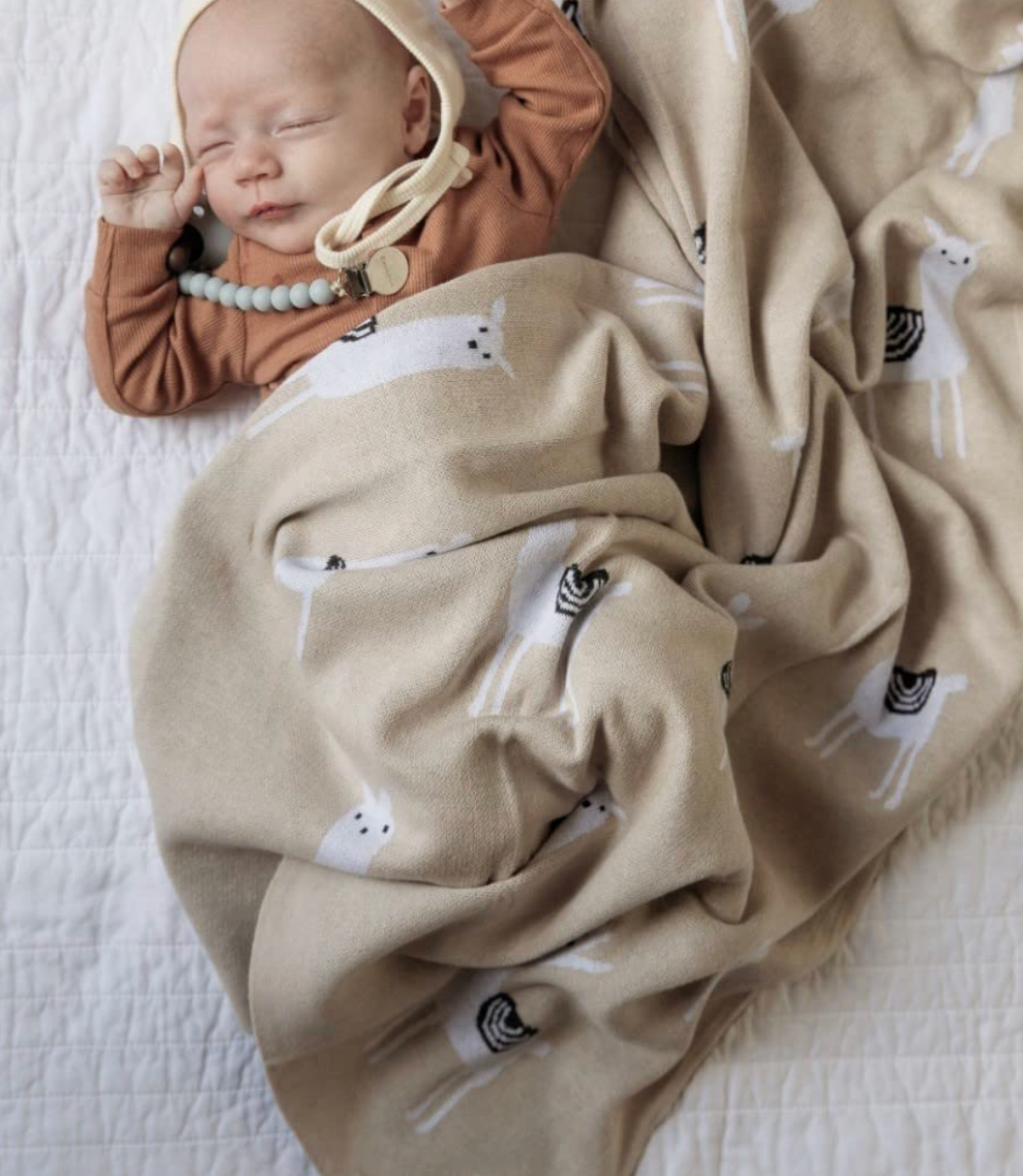 Luxury Cotton Swaddle Receiving Baby Blanket - Llama