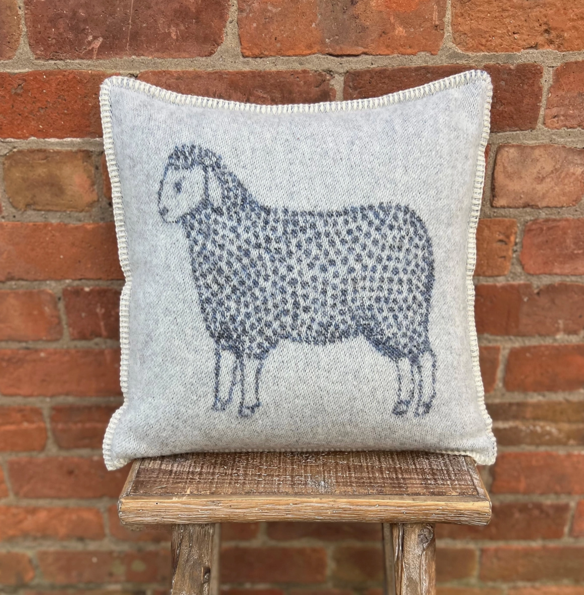 Sheep Blue Wool Cushion