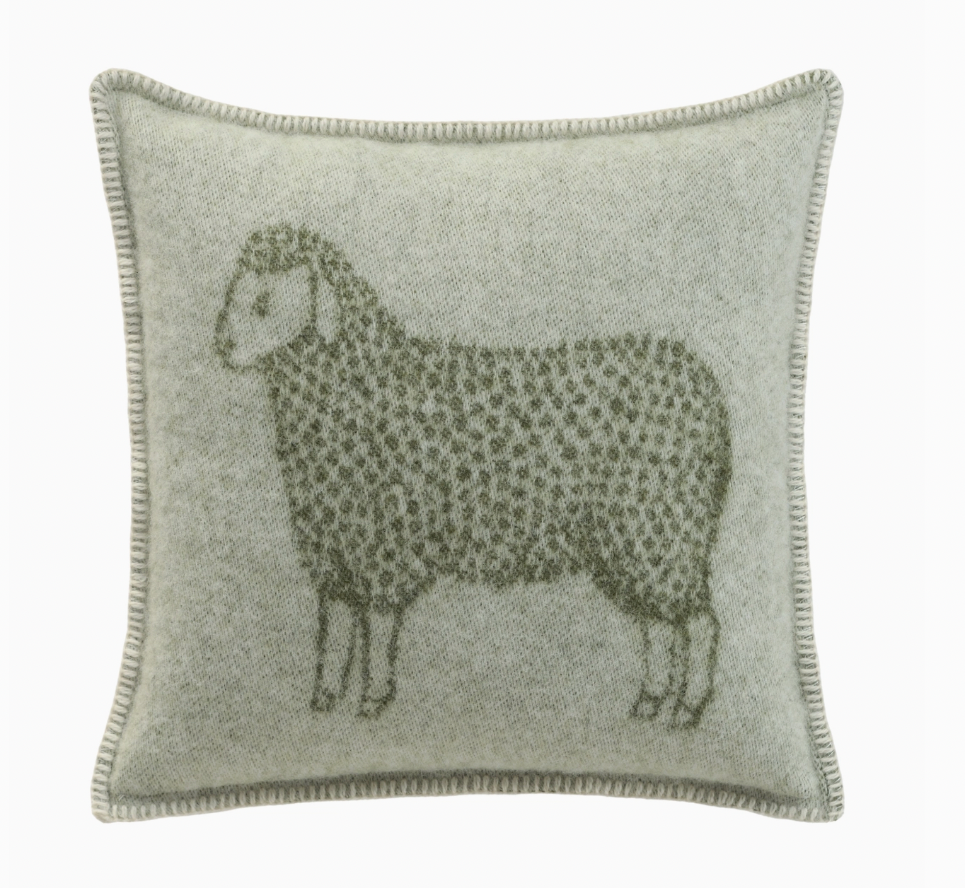 Mossy Green Sheep Pure Wool Cushion Cover