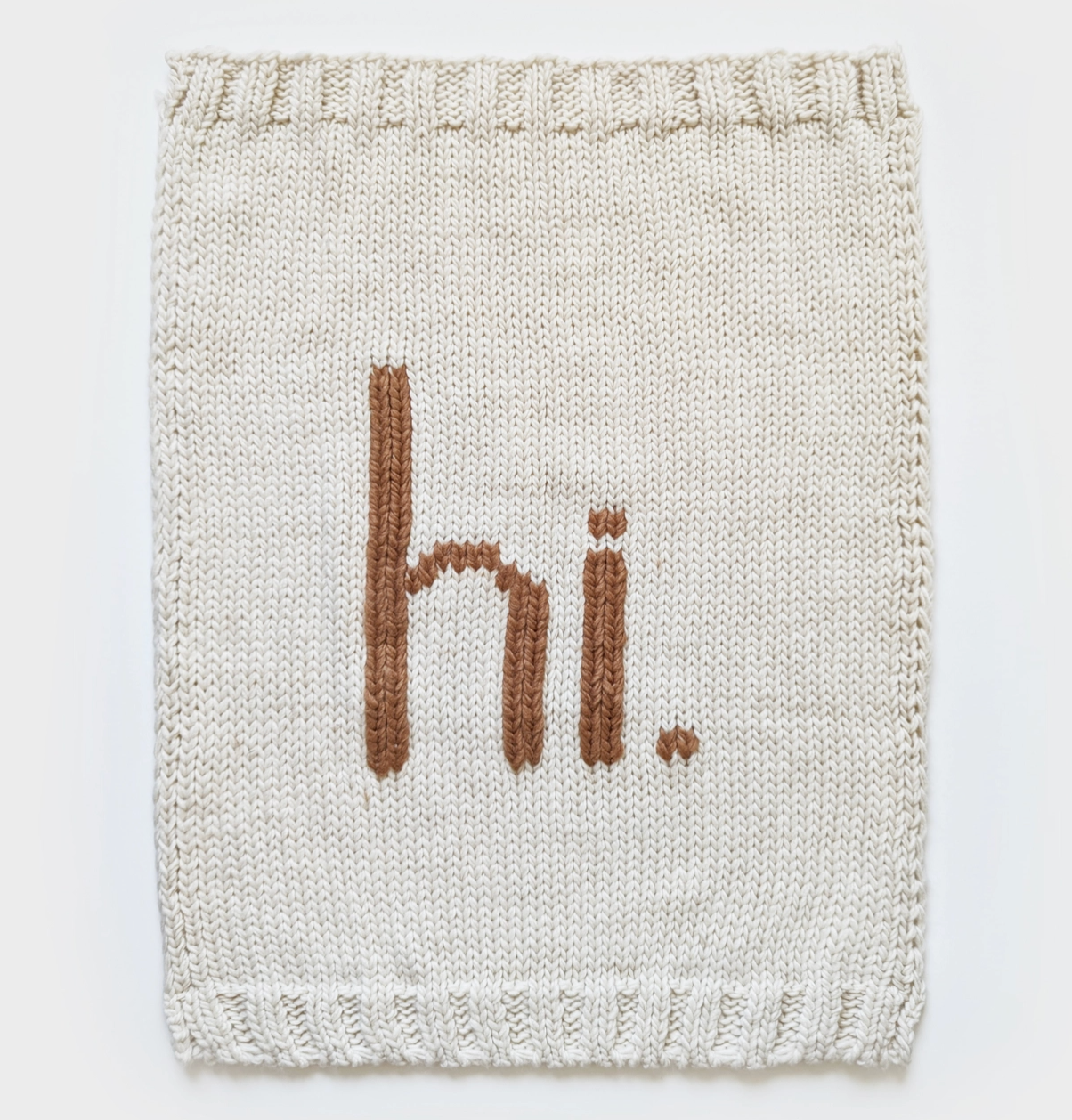 Hi. Hand Knit Baby Blanket Pecan