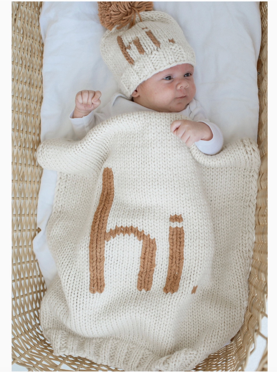 Hi. Hand Knit Baby Blanket Pecan