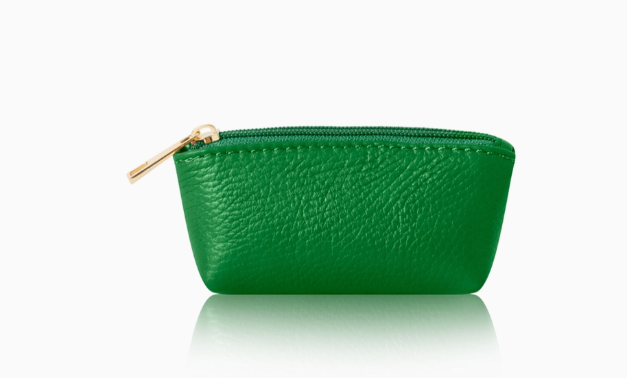 Handmade Italian Leather Coin Purse-Kelly green