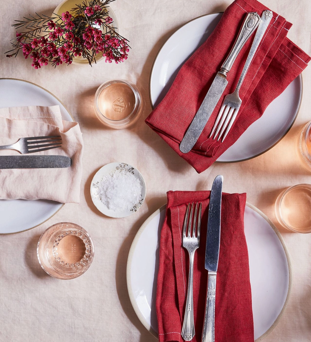 English Rose Linen Napkins- Set of 2