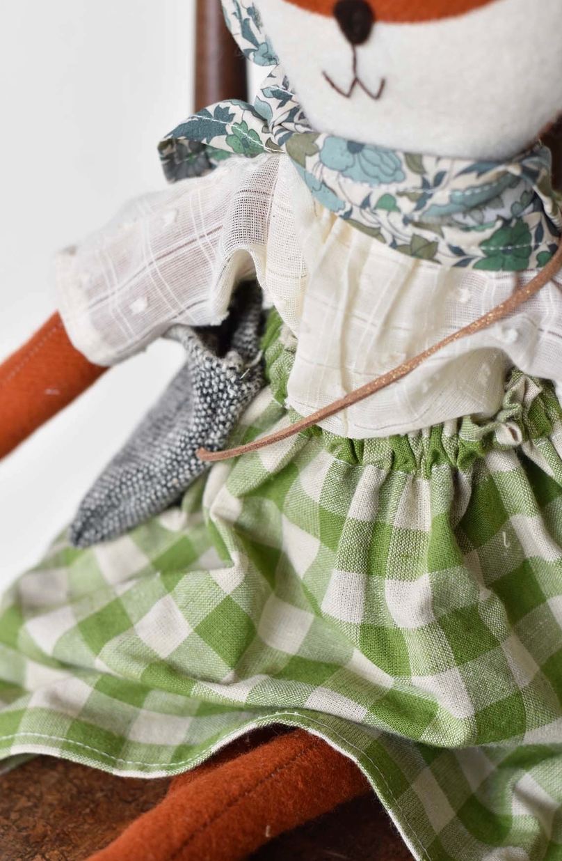 Florette the Fox Doll - Gingham Skirt