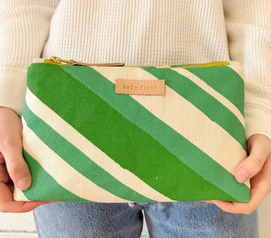 Laura Pouch – Vintage Stripe, kelly green