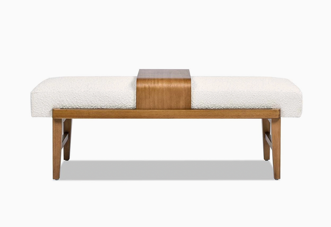 Telephone Bench with Sliding Shelf Boucle