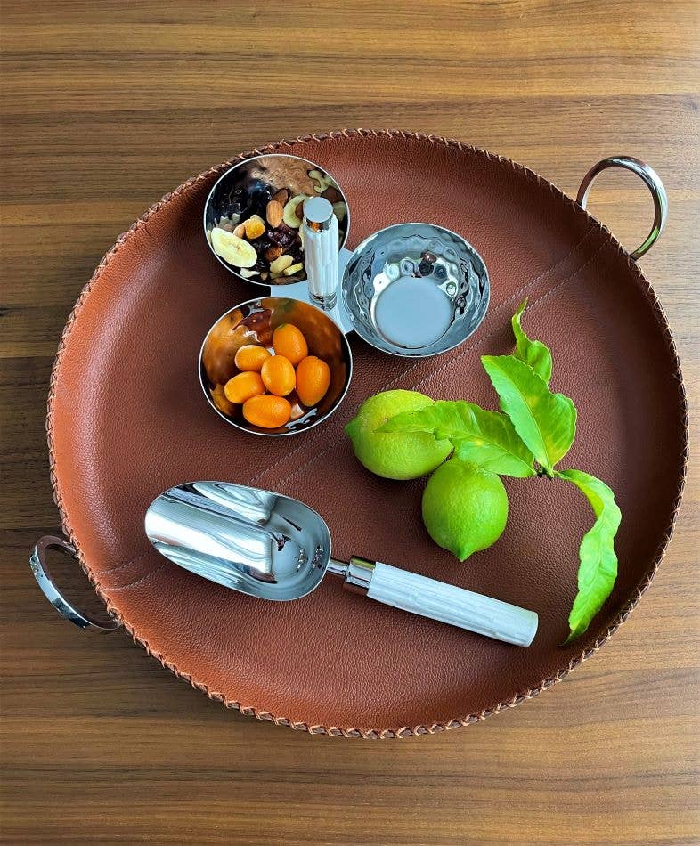 Durango Brown Leather Round Tray