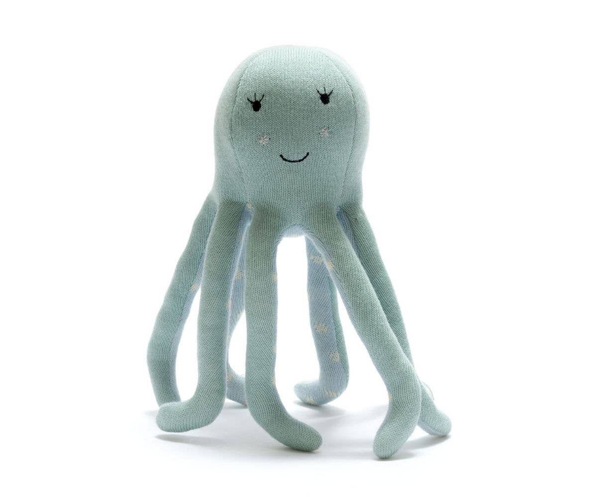 Knitted Organic Cotton Sea Green Octopus