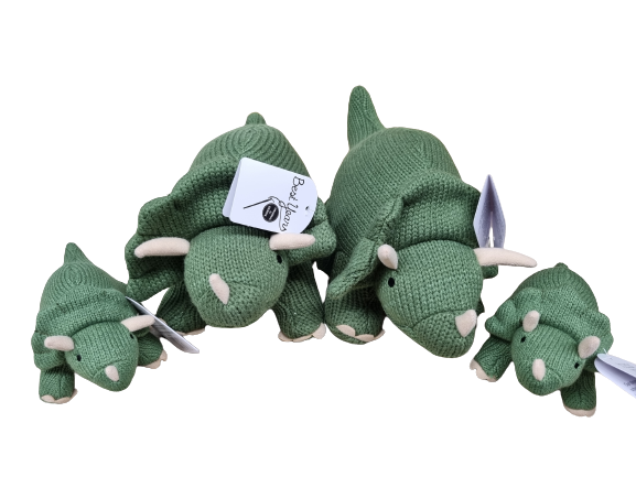 Knitted Triceratops Dinosaur Baby Rattle