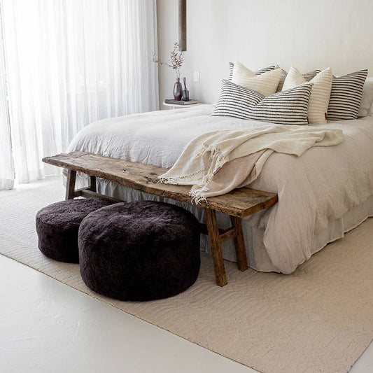 Shorn Curly Sheepskin Ottoman Small