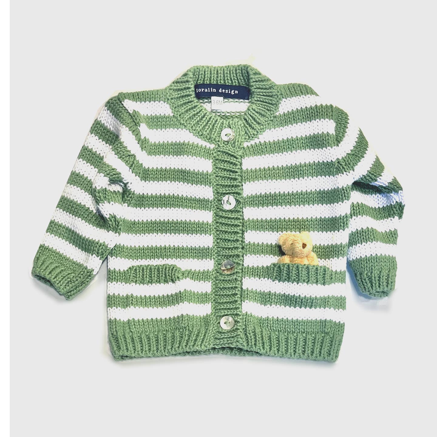 Striped Grey Tan Bear Cardigan