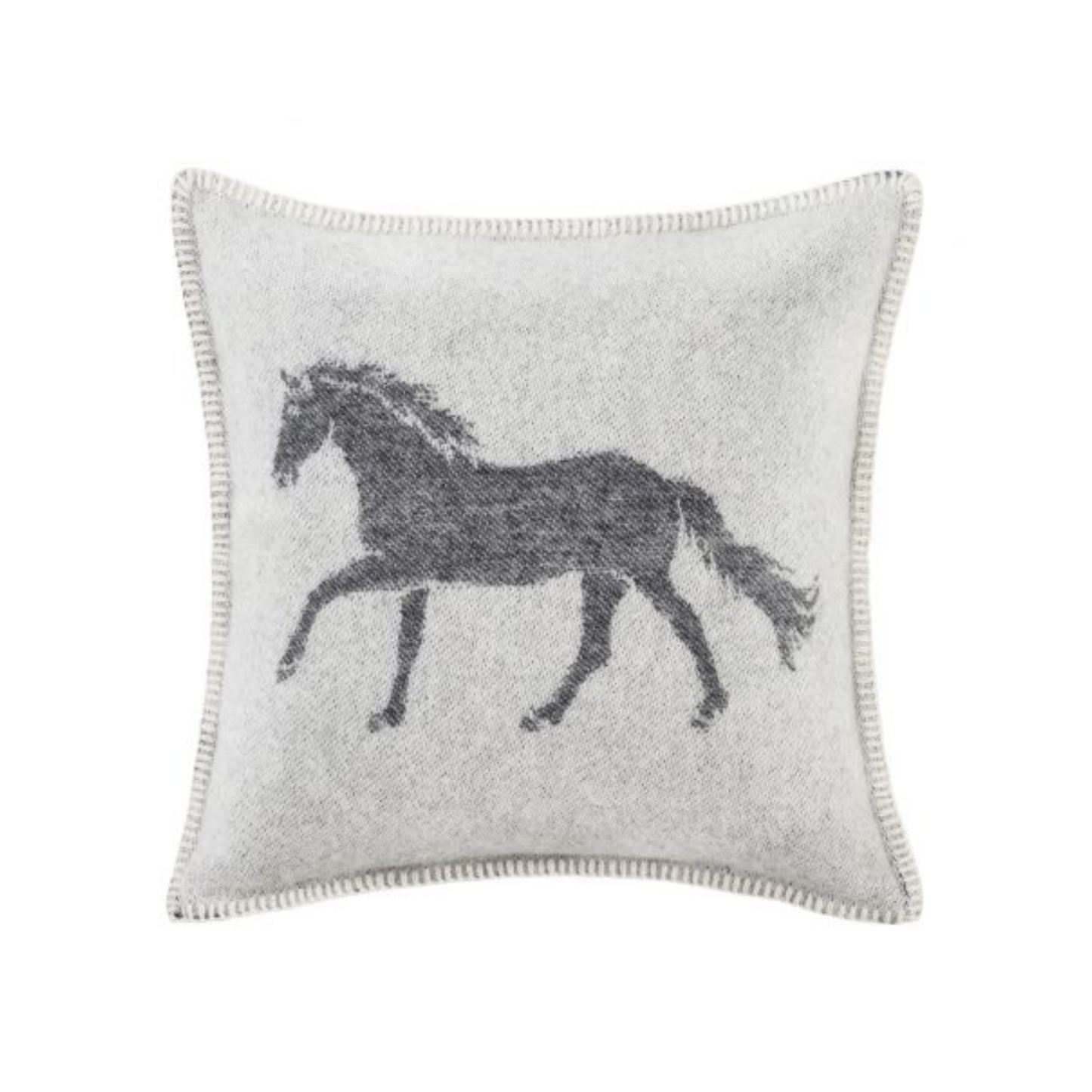 Horse Soft Black Pure Wool Cushion Cover