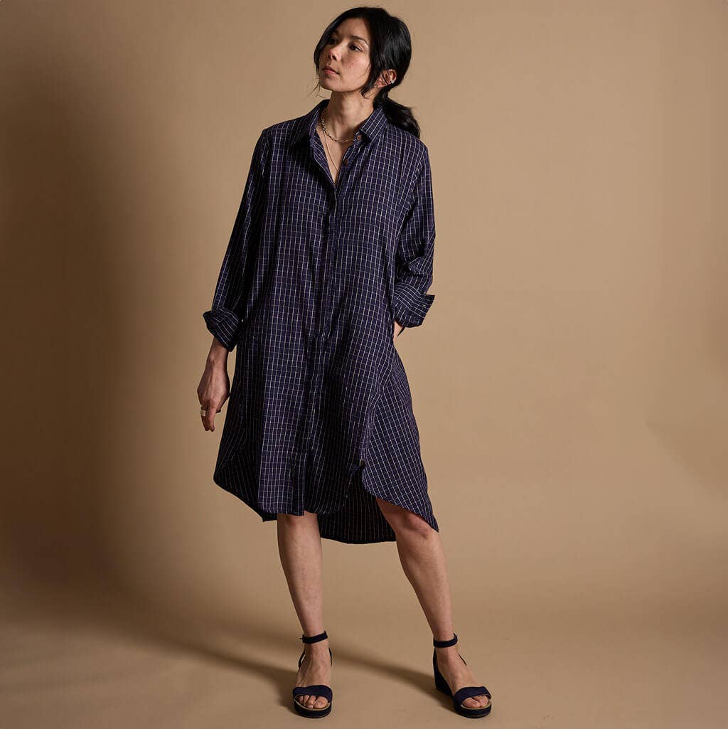 The Shirt Dress-Indigo Hatch