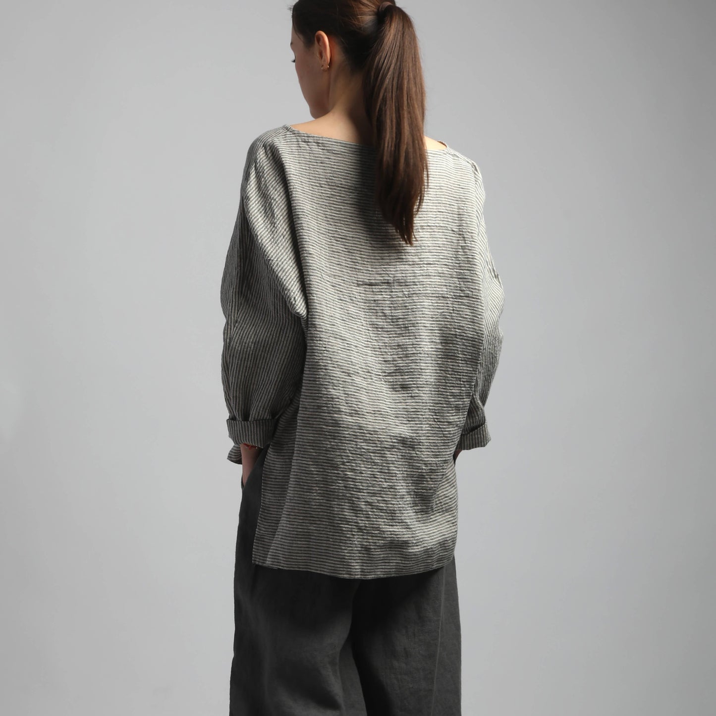 High-Low Oversized Linen Blouse