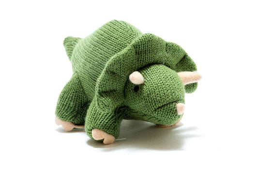 Knitted Triceratops Dinosaur Baby Rattle