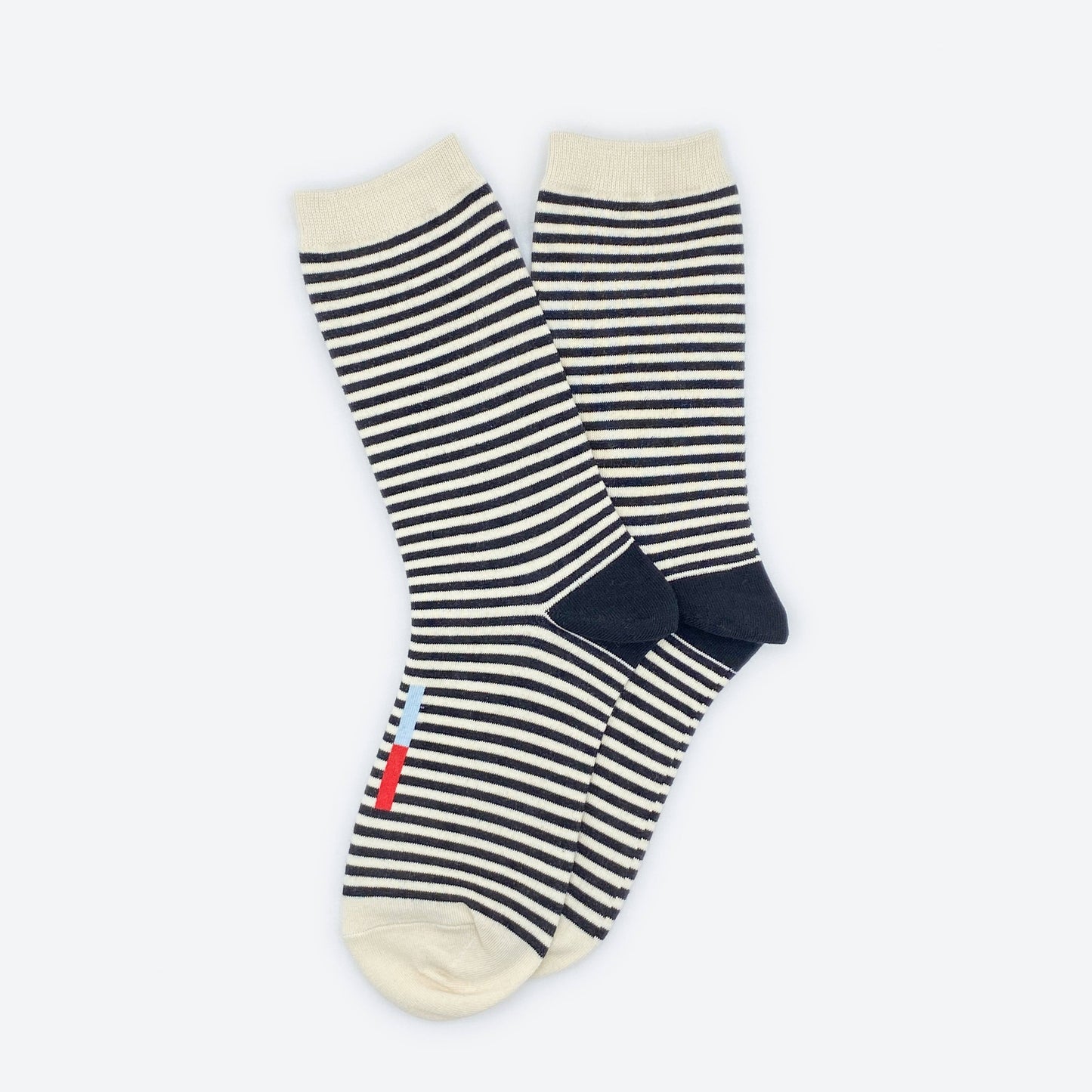 Cole Black and White Striped Crew Socks