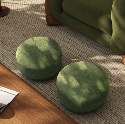 Moss green mushroom footstool