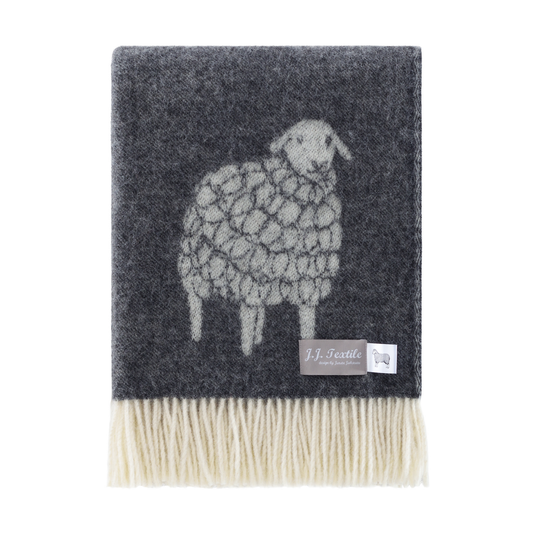 Sheep Mima Soft Black Pure Wool Throw