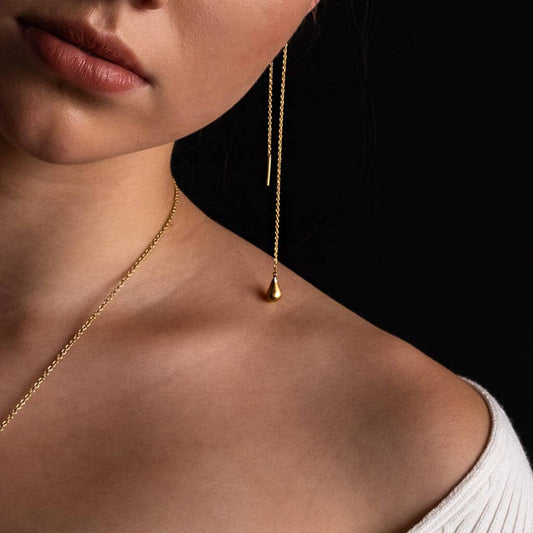 Pod Droplet Threader Earring | Brass