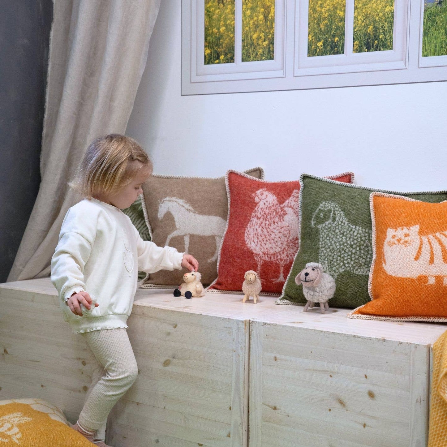 Horse Brown Wool Cushion