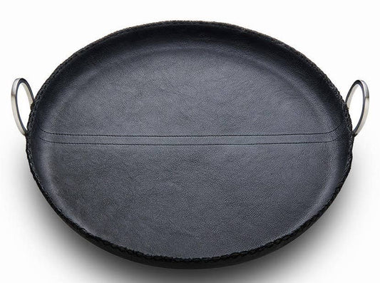 Durango Black Leather Round Tray
