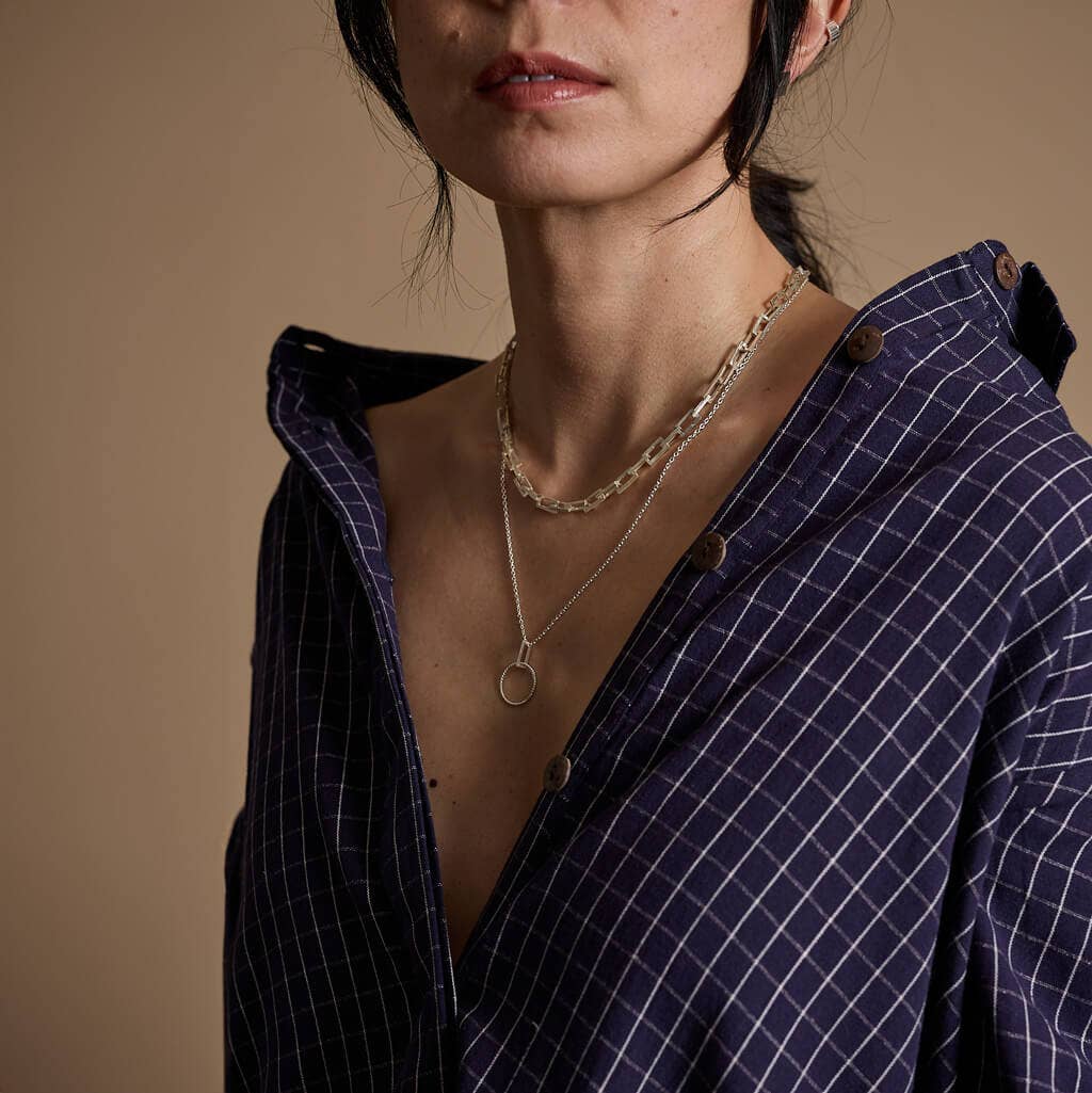 The Shirt Dress-Indigo Hatch