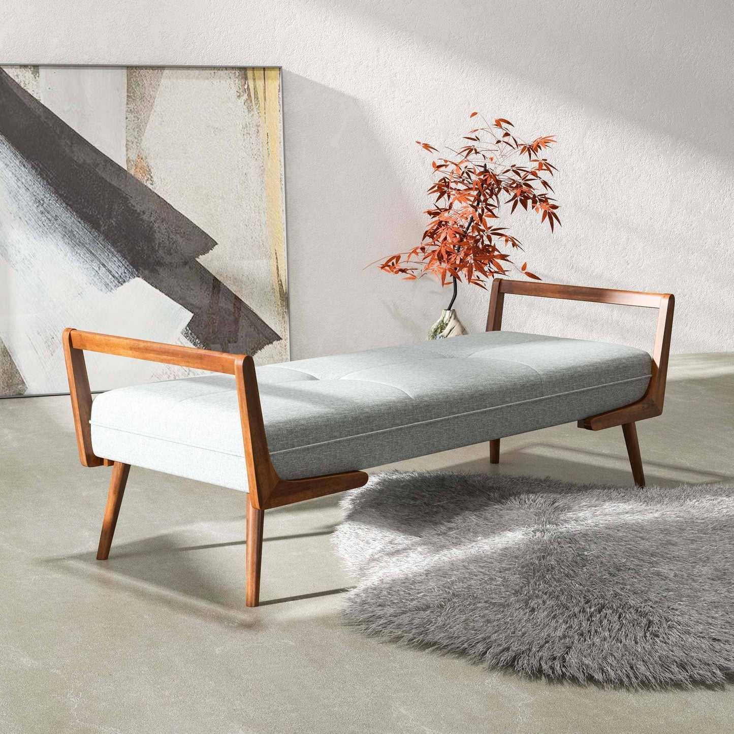 Cora Mid Century Gray Bench