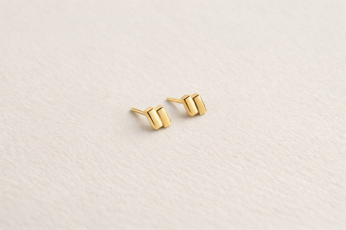 Off-Balance Bar Studs | 14k Vermeil