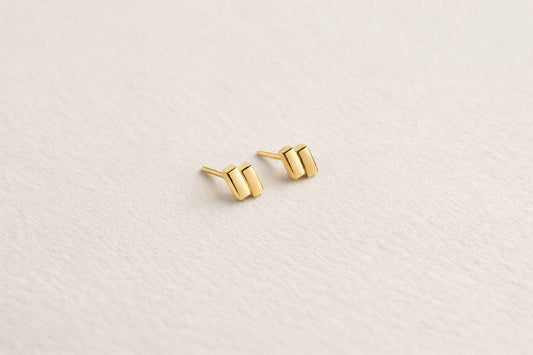 Off-Balance Bar Studs | 14k Vermeil