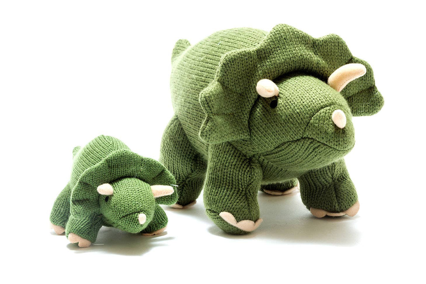 Knitted Triceratops Dinosaur Baby Rattle