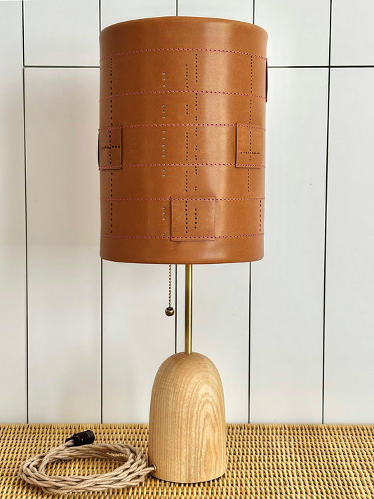 Alexa & Anne Handmade Lamp, brown leather