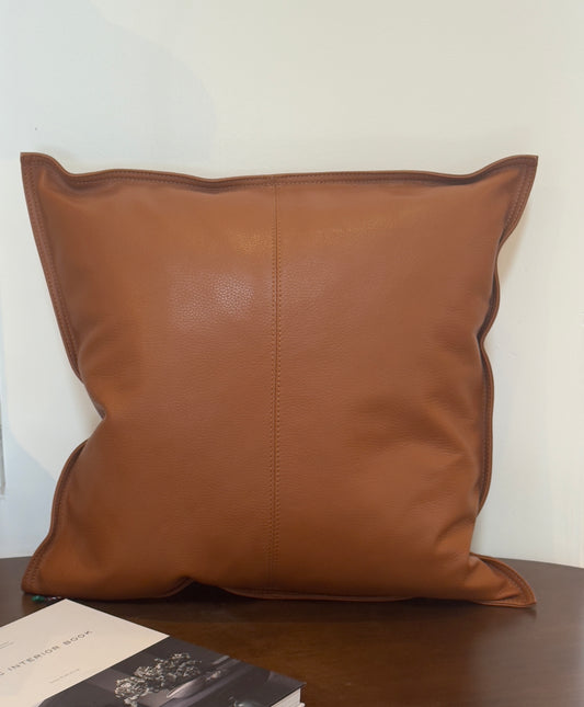 Italian Leather pillow, brown