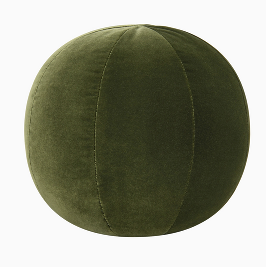 Round Sphere Accent Ball Throw Pillow, green velvet or white