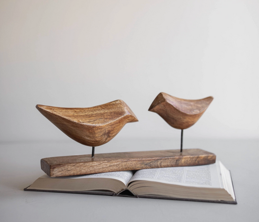 Arlo Natural Wood Decorative Birds On Wood Base