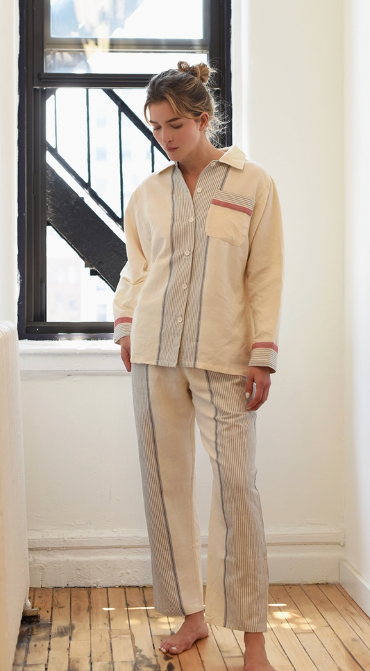 Loungewear Set-Grey Stripe