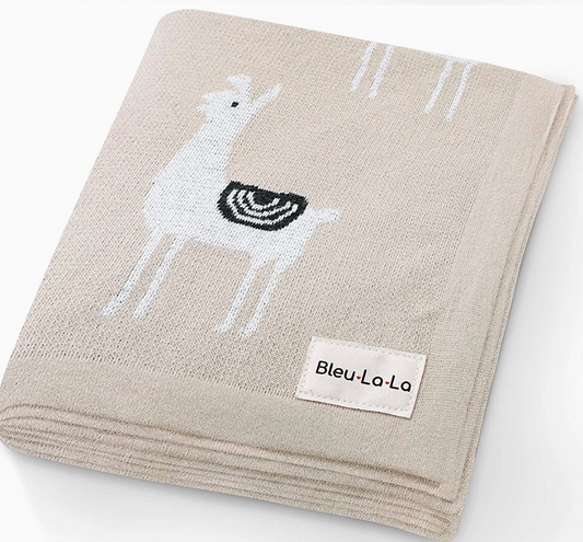 Luxury Cotton Swaddle Receiving Baby Blanket - Llama