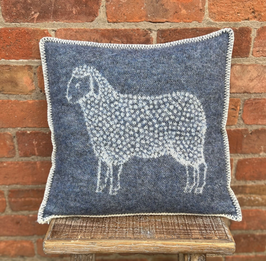 Sheep Blue Wool Cushion