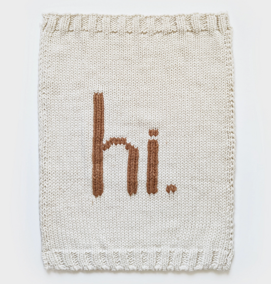 Hi. Hand Knit Baby Blanket Pecan