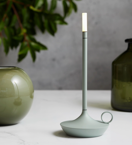 Wick Portable Rechargeable Candle Lamp, sage