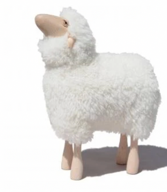 Meier Germany Wooly White Sheep With Real Wool