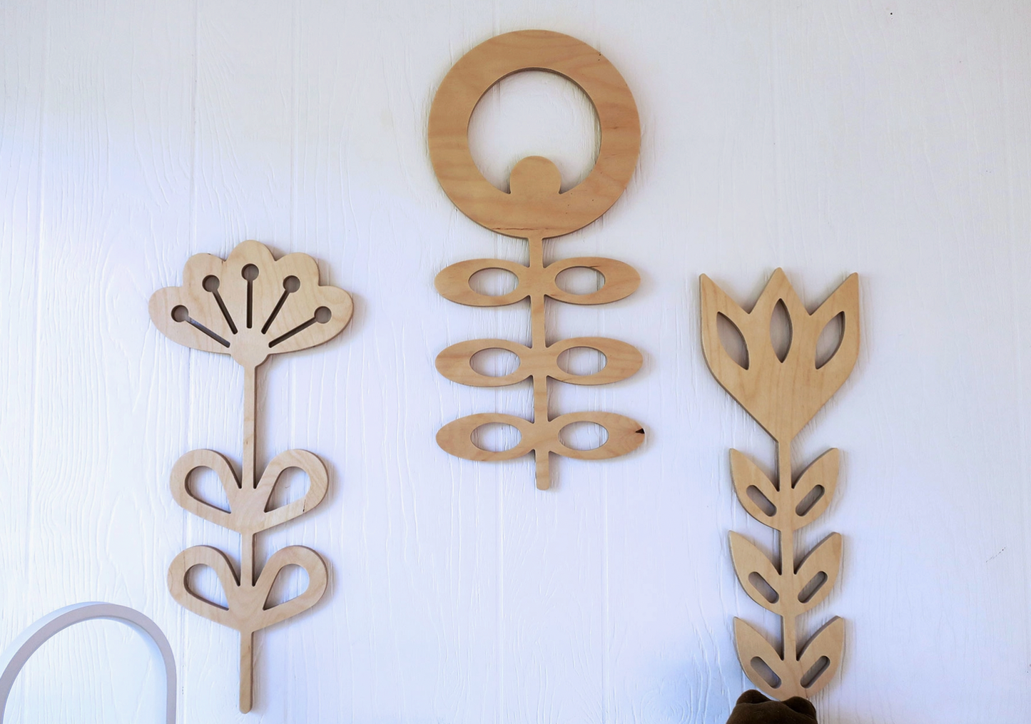 Large Wooden Scandinavian Folk Art Flowers Wall Decor