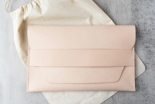 Tan leather clutch