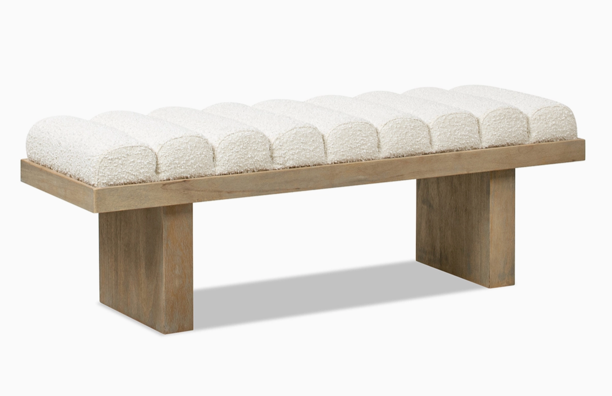 Modern Accent Bench Ivory White Boucle