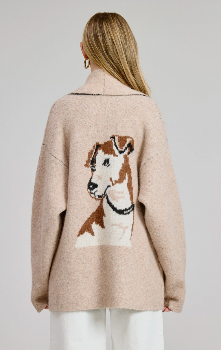 Puppy Jacquard Sweater Cardigan