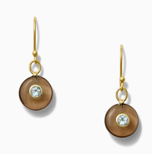 Smokey Quartz Blue Ice Earring