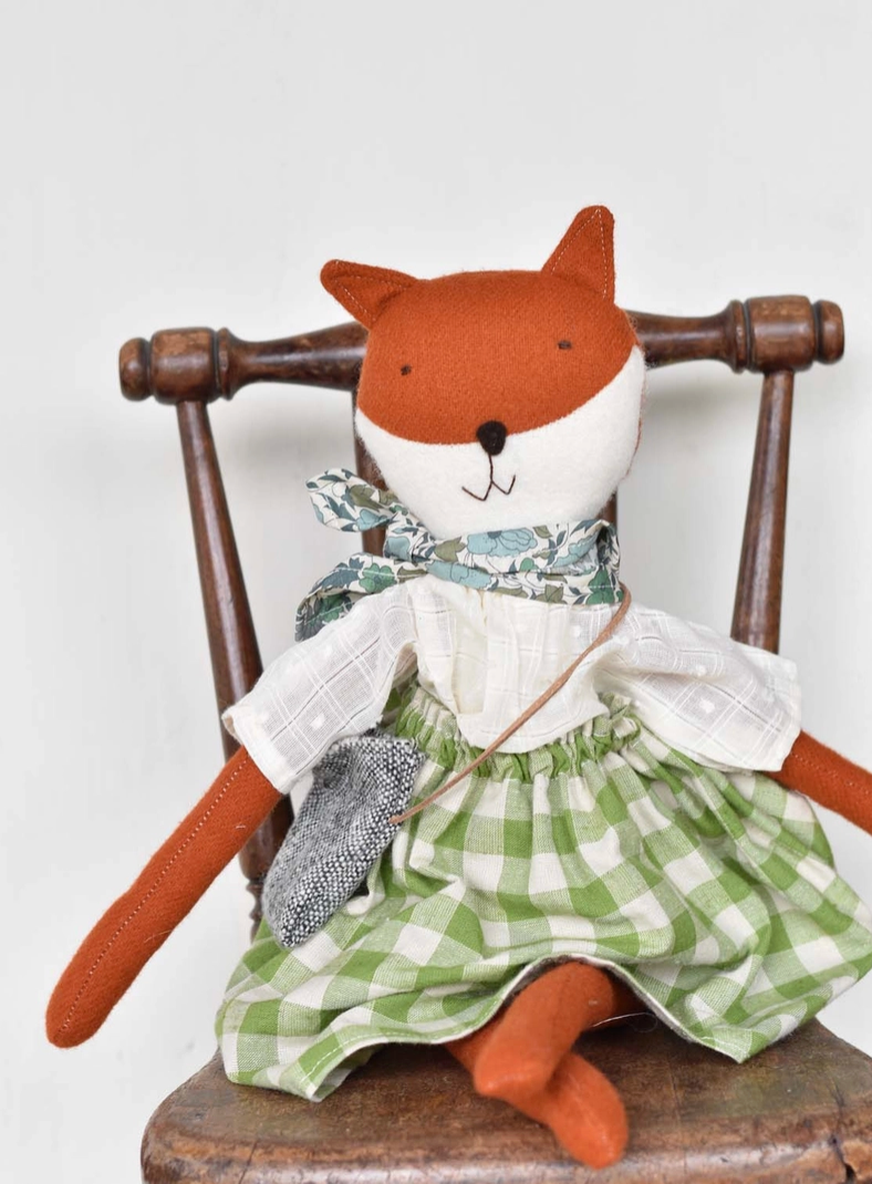 Florette the Fox Doll - Gingham Skirt